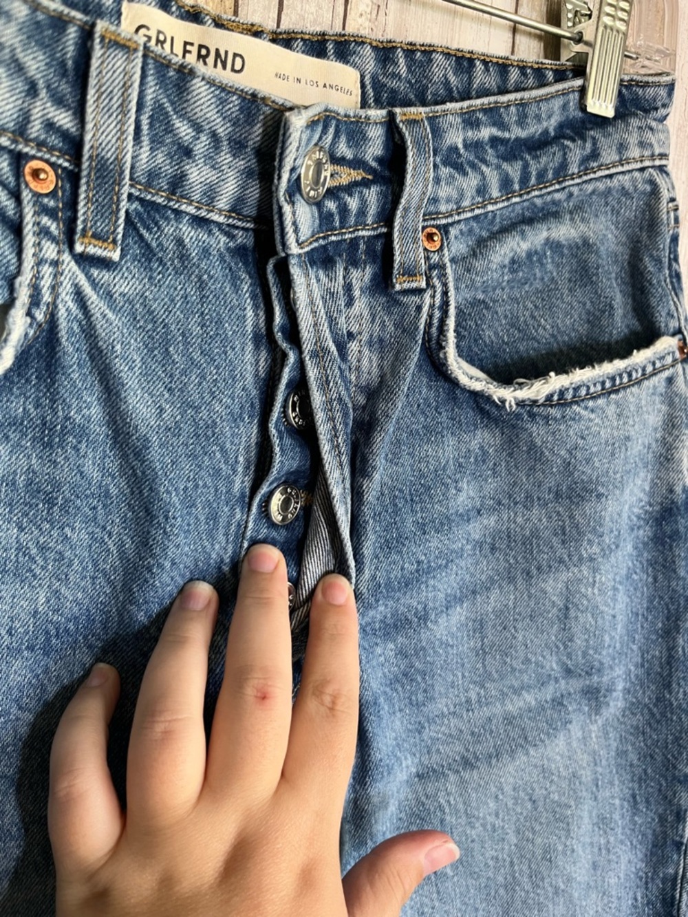 GRLFRND Karolina High Rise Straight Crop Jeans La Playa Raw Hem Size 27 - Picture 6 of 11